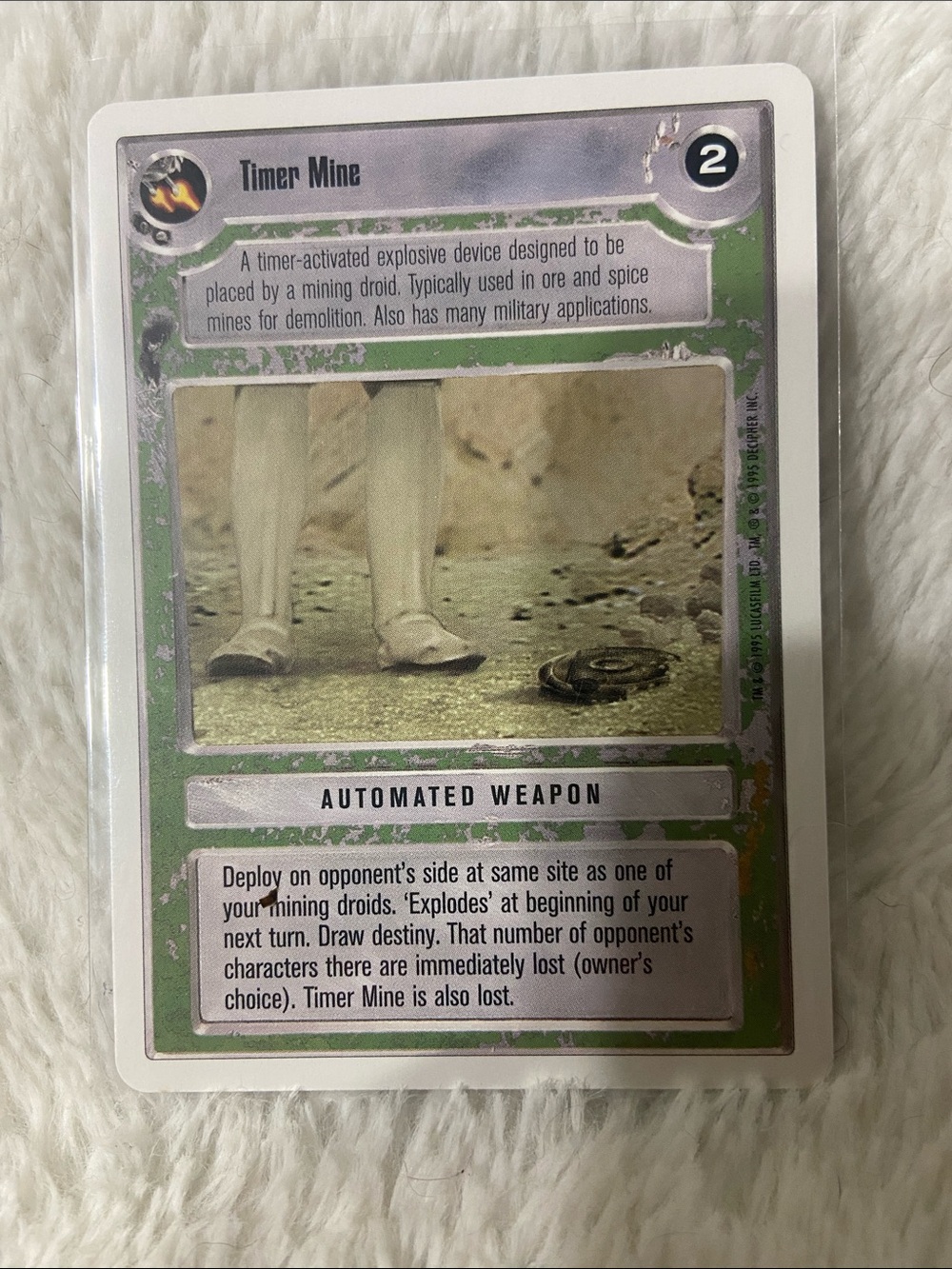 Star Wars Card - Green and White Timer Mine Game Card